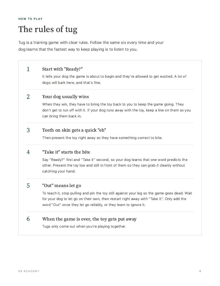 Page 8: the rules of tug